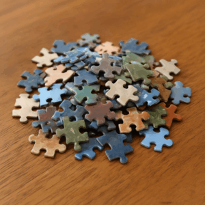 Jigsaw Puzzle Pieces about ready to be made into